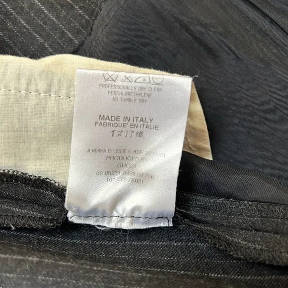 Gucci Pinstripe Wool Trousers Pants US 2 IT 38 EU 34 Black Gray Made in Italy